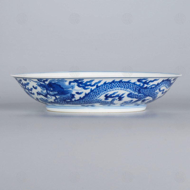 清康熙 青花龙纹六寸盘 - 图2