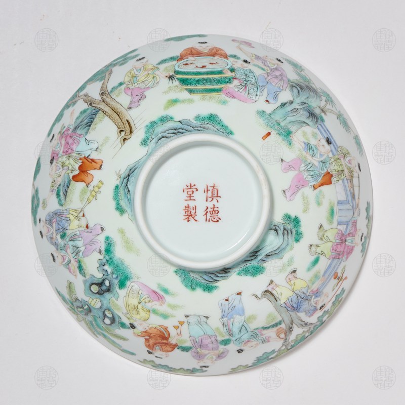 清道光 洋彩婴戏图碗 - 图3