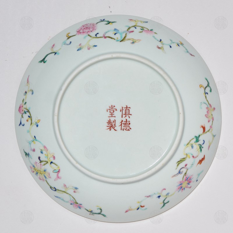 清道光 洋彩婴戏图盘 - 图2