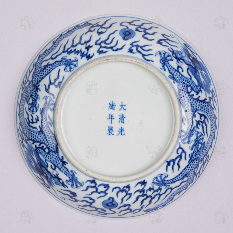 清光绪 青花龙纹六寸盘 - 图2