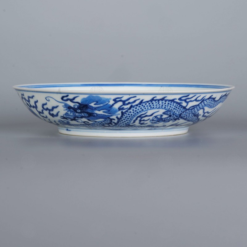 清光绪 青花龙纹六寸盘 - 图3