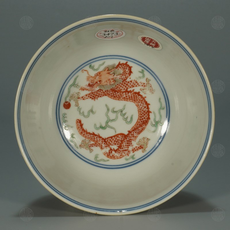 清道光 青花五彩龙凤纹小碗 - 图3