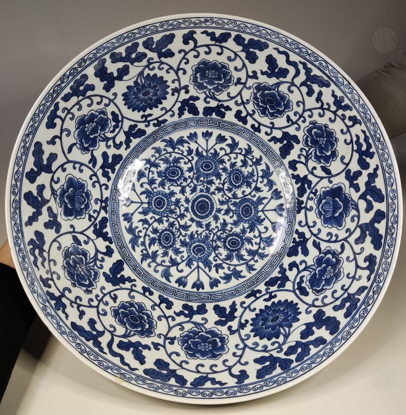 清光绪 青花缠枝菊纹大碗 - 图2