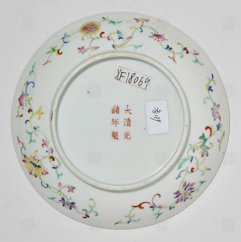清光绪 洋彩八吉祥五寸盘 - 图2