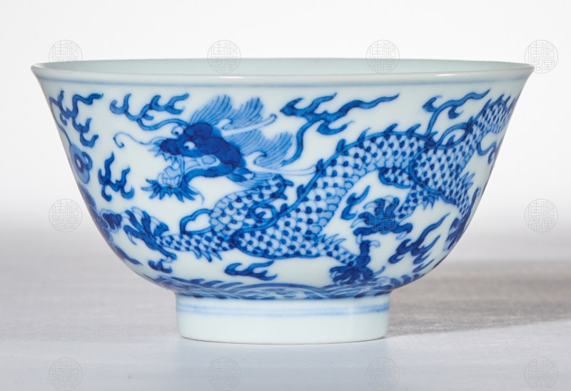 清道光 青花龙纹茶碗