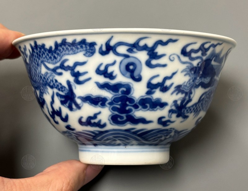 清乾隆 青花龙纹茶碗 - 图2