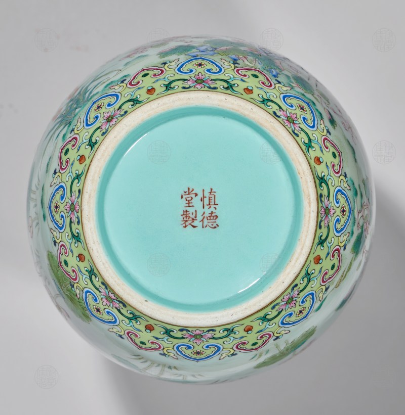 清道光 洋彩河清海晏纹双耳瓶 - 图3