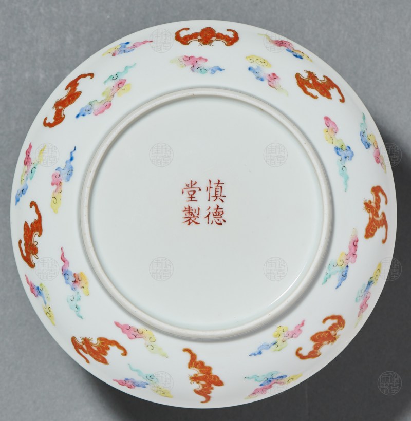 清道光 洋彩梅兰竹菊纹盘 - 图2