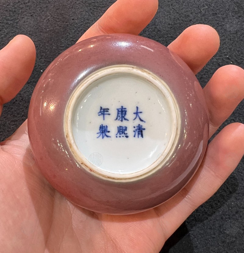 清康熙 豇豆红釉印盒 - 图2