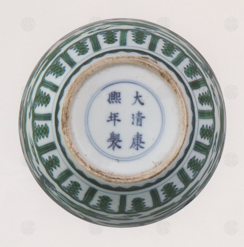 清康熙 绿彩龙纹八宝盖罐 - 图2