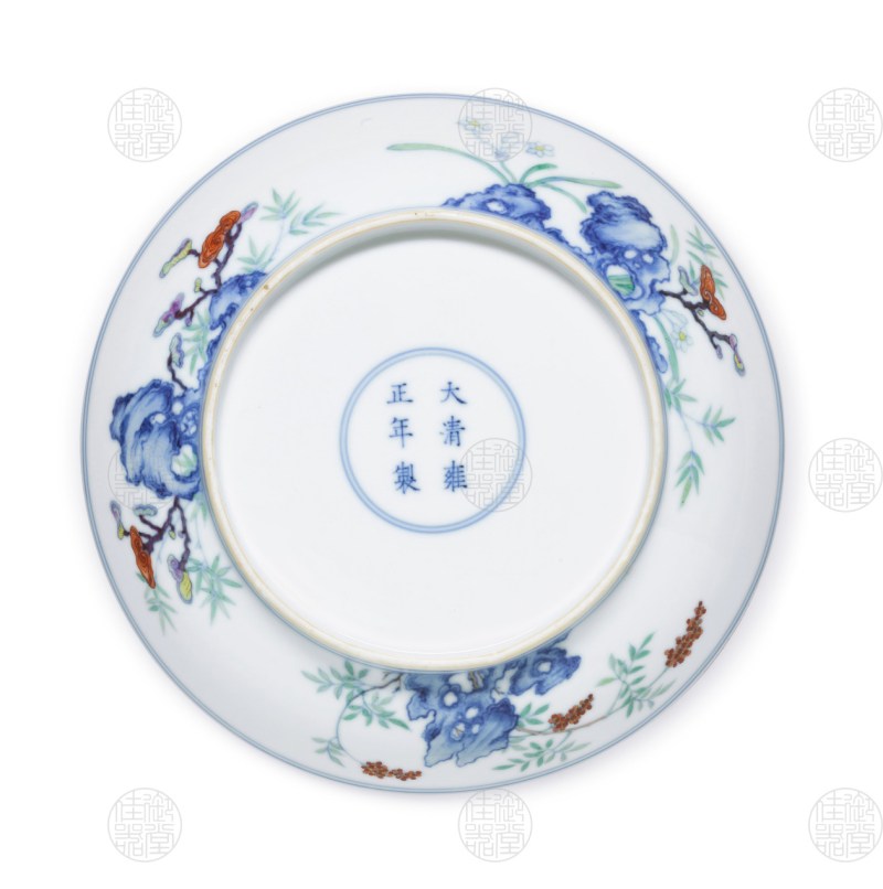 清雍正 斗彩灵仙祝寿纹盘 - 图2