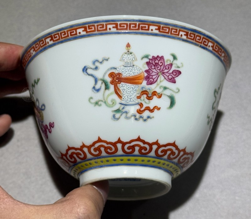 清乾隆 洋彩组合八吉祥茶碗 - 图4