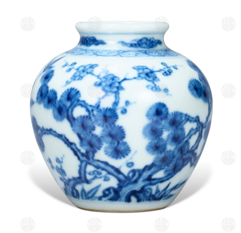 清雍正 青花松竹梅纹二寸五分小罐