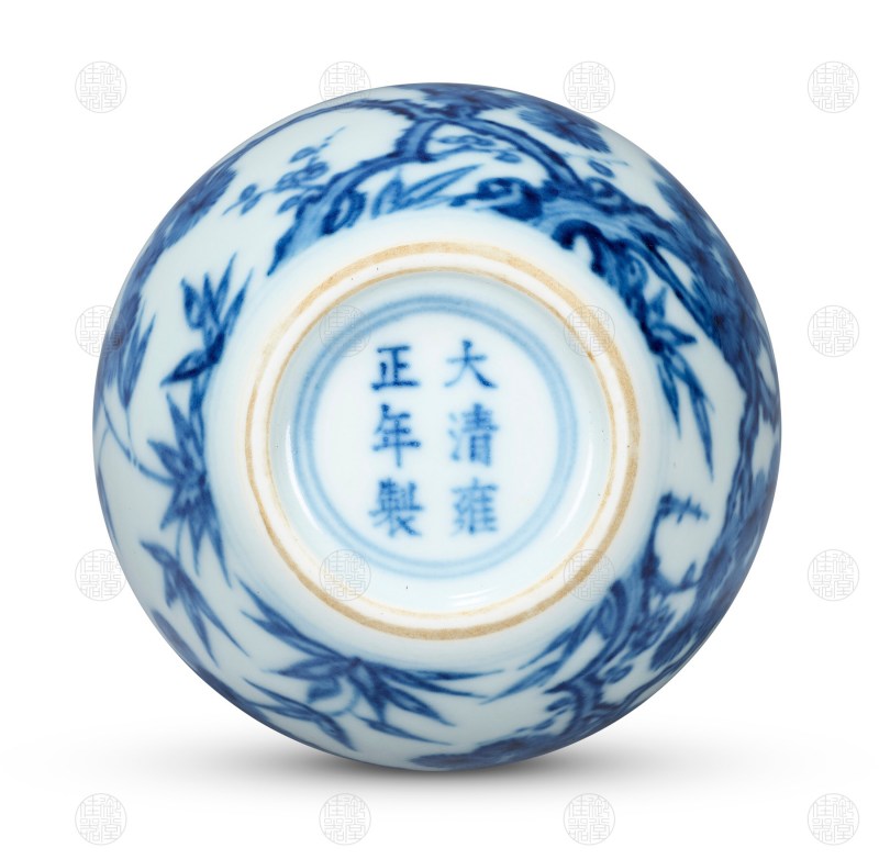 清雍正 青花松竹梅纹二寸五分小罐 - 图2