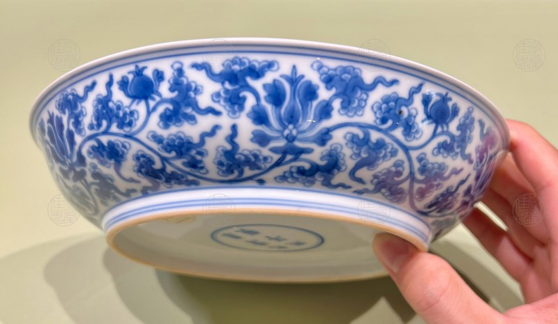 清康熙 青花缠枝宝相花纹七寸盘 - 图2