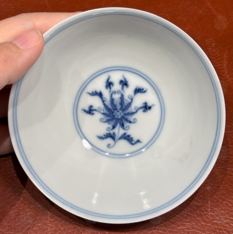 清道光 青花洋花纹小斗笠碗 - 图2