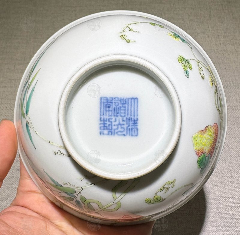 清道光 洋彩癞瓜碗 - 图2
