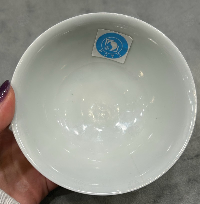 清康熙 五彩荷塘清趣图撇口浅碗 - 图3