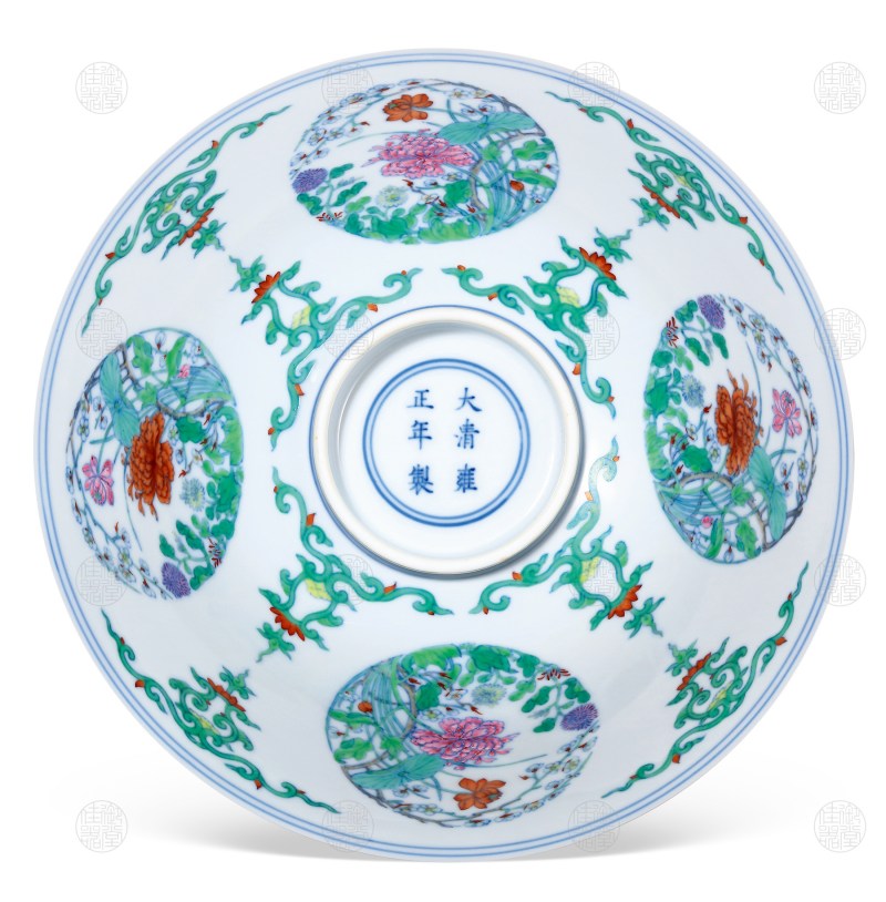 清雍正 斗彩团花纹斗笠碗 - 图2