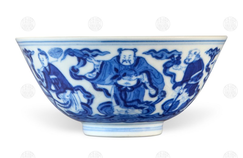 清道光 青花八仙茶碗