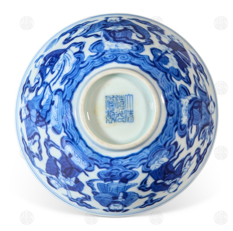 清道光 青花八仙茶碗 - 图3
