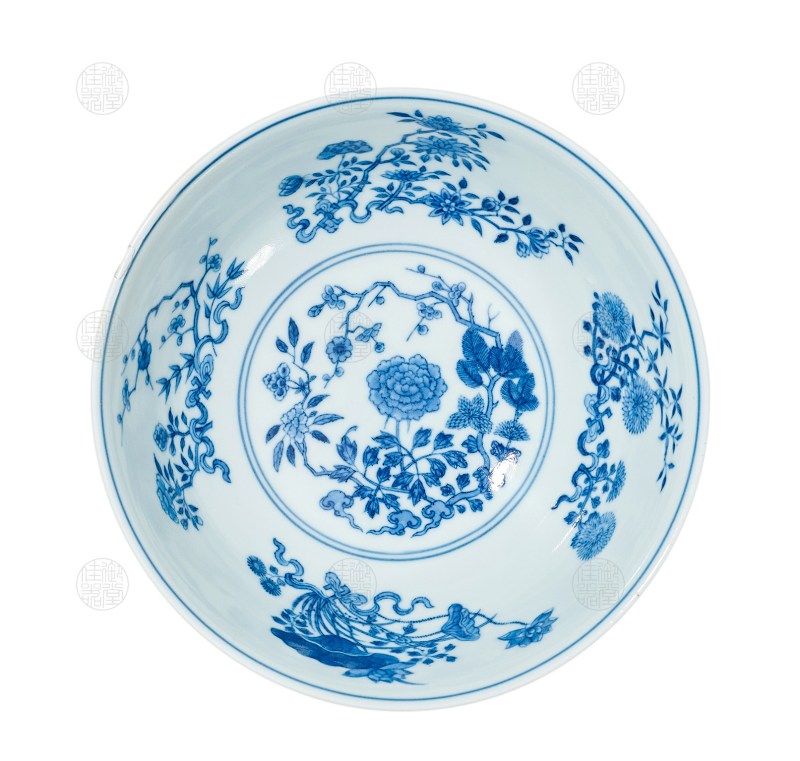 清道光 黄地洋彩万花献瑞纹膳碗 - 图2