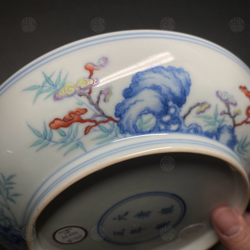 清雍正 斗彩灵仙祝寿纹盘 - 图3