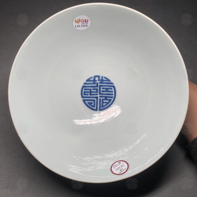 清雍正 青花莲托八宝纹粗节高足碗 - 图3